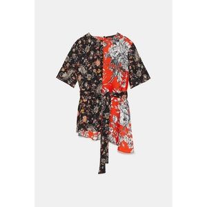 NWT Zara Size M Floral Patchwork Blouse